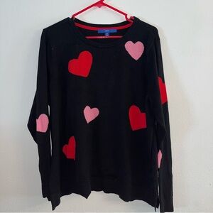 Apt. 9 Black Sweatshirt with Red and Pink Hearts